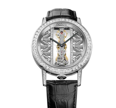 Review Copy Corum Golden Bridge 43 White Gold Baguette Watch B113/04069 - 113.992.69/0F01 GG69G